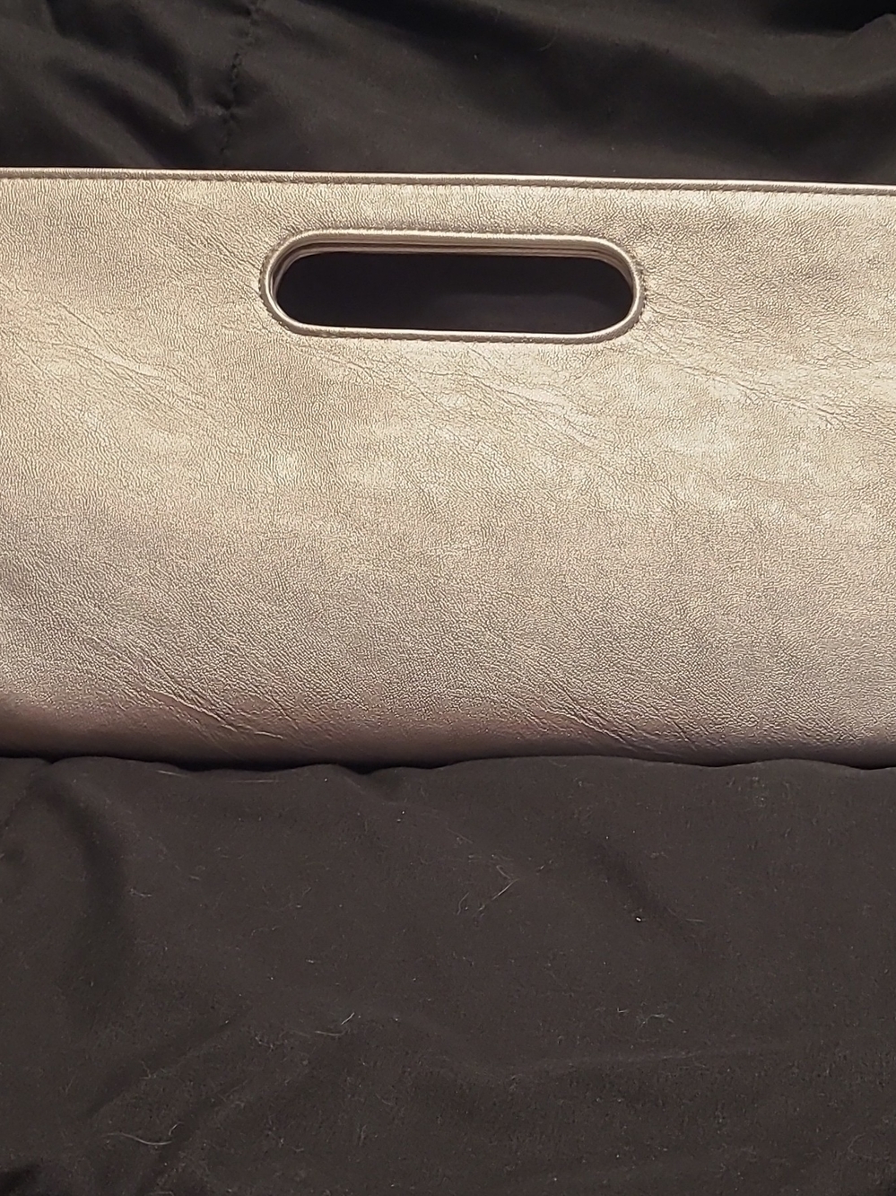 Guess Metallic Silver Cutout Handle  Clutch